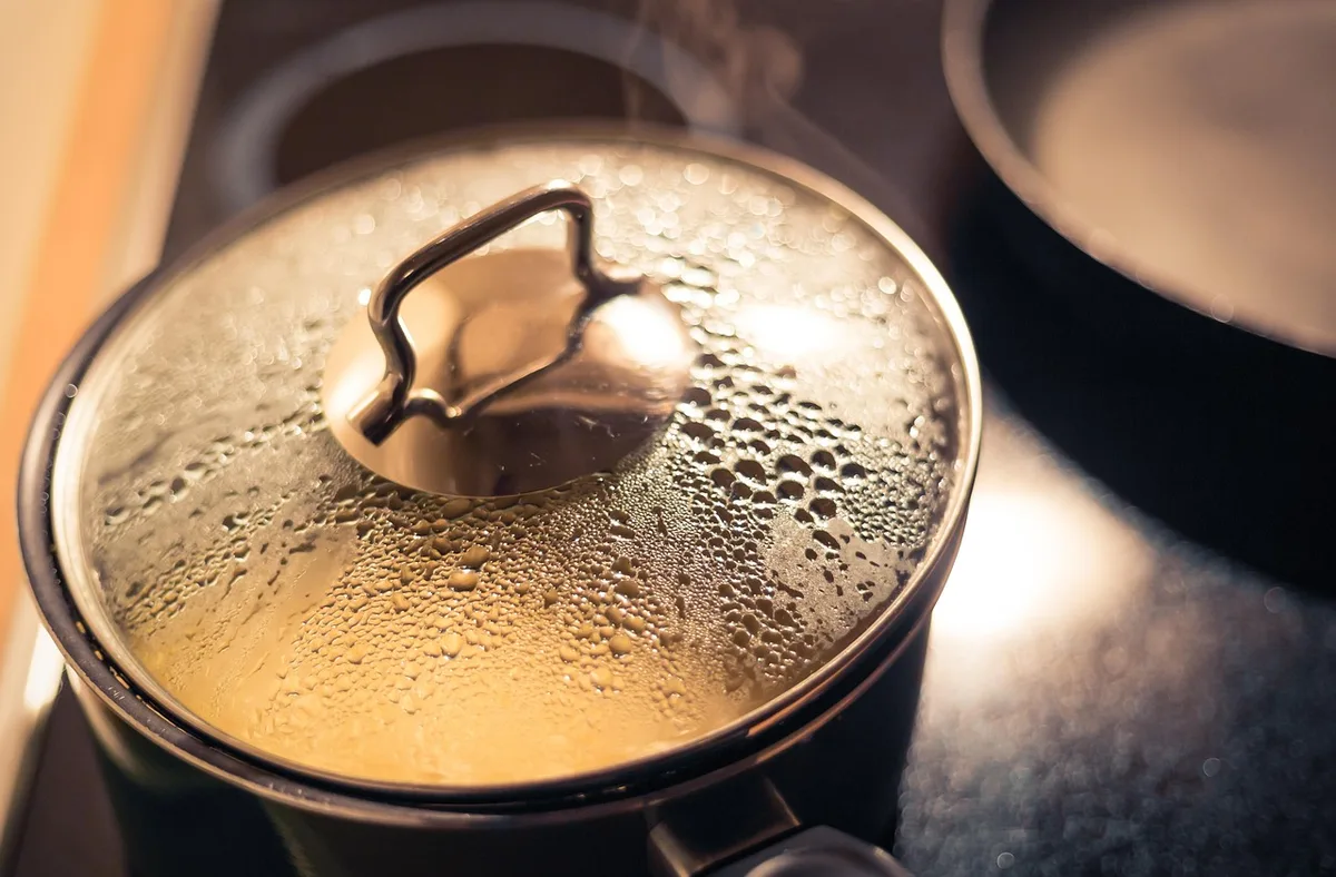 Cubes de potimarron précuits dans une poêle avec matière grasse